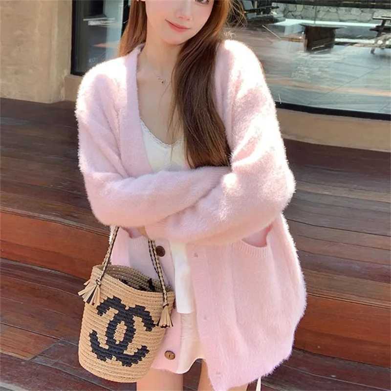 Cardigan Knit Sweater Women Single Breseted V Neck Coat Solid Long Sleeve Splice Jumpers Elegant Coat Loose Autumn Winter L250923