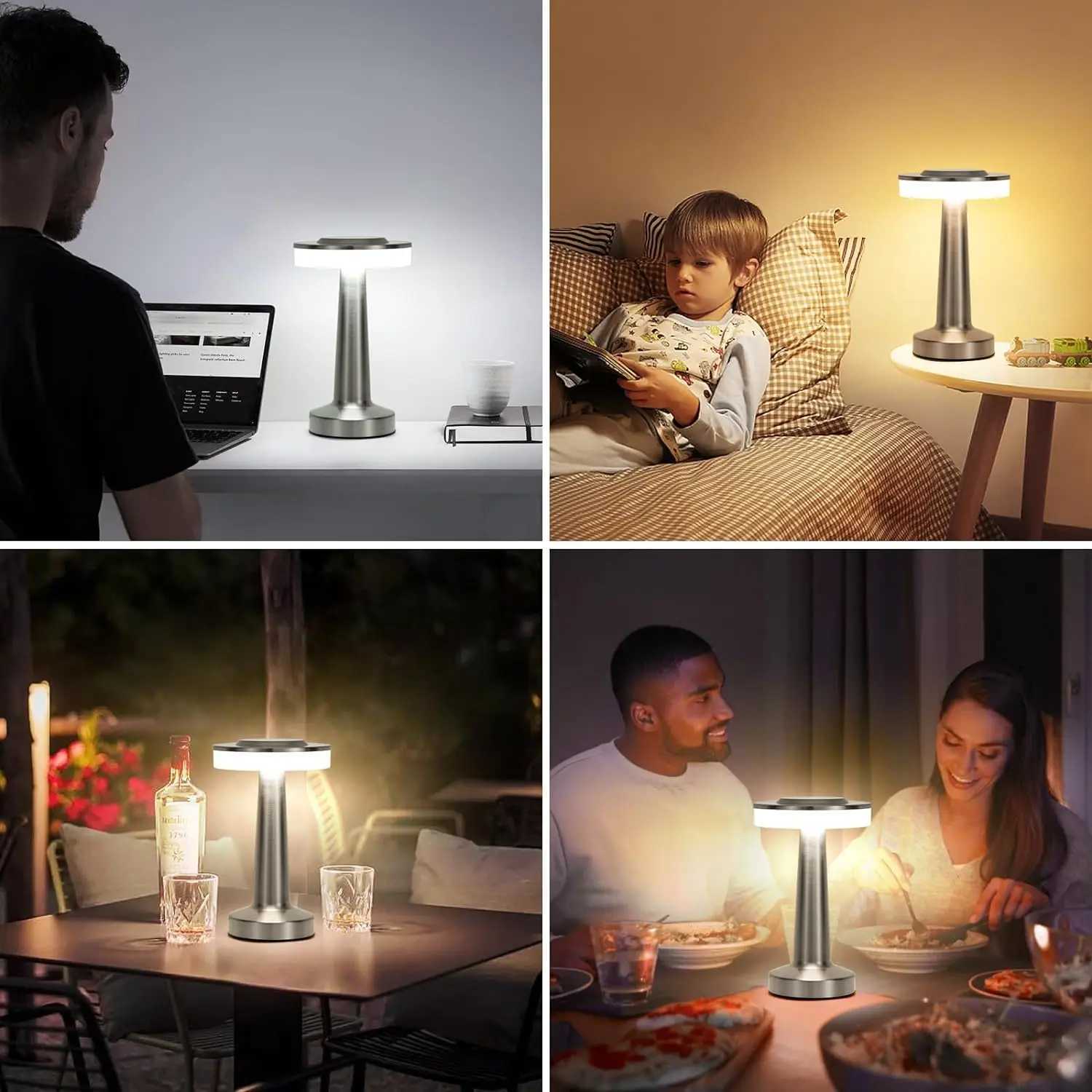 LED Table Lamp Touch Sensor Rechargeable Desktop Night Light Wireless Reading Lamp for Restaurant Hotel Bar Bedroom Decor Light Y2509241