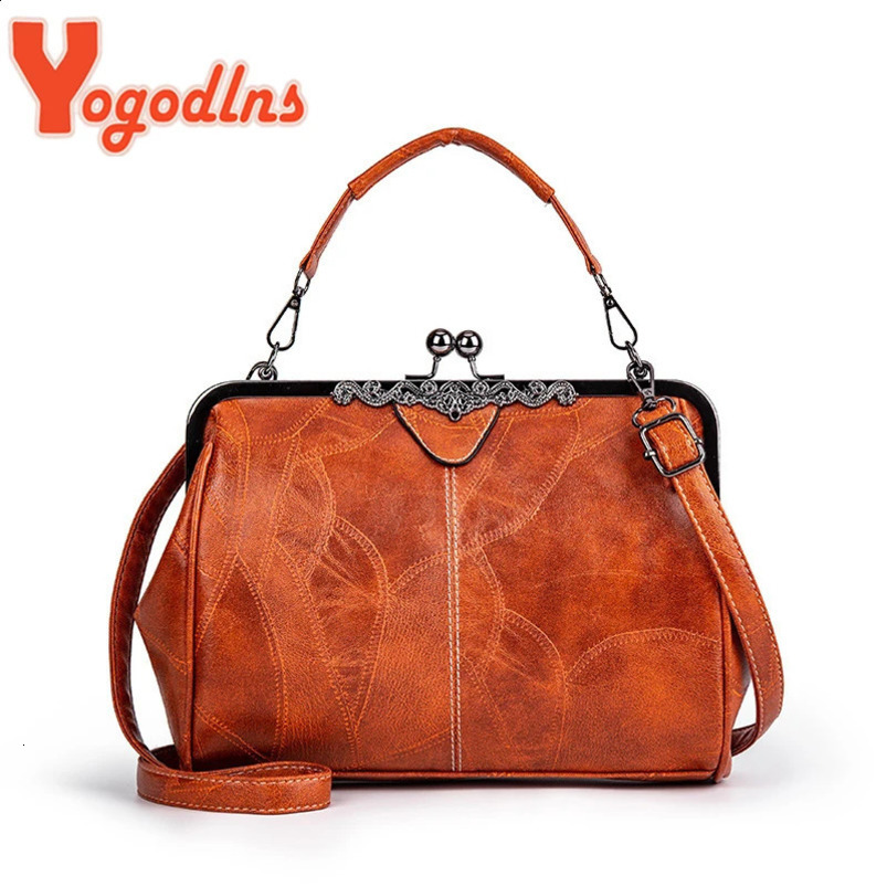 Yogodlns Vintage Clip Hand Bag For Women Soft Leather Shoulder Fashion s Evening Wallet Shopping Crossbody Bolso 240827