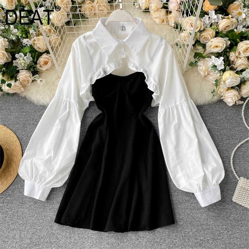 DEAT Women Sling Dress Slash Neck Sleeveless Arrivals Lady Sexy Fashion Temperament Spring Summer 11D010 210709