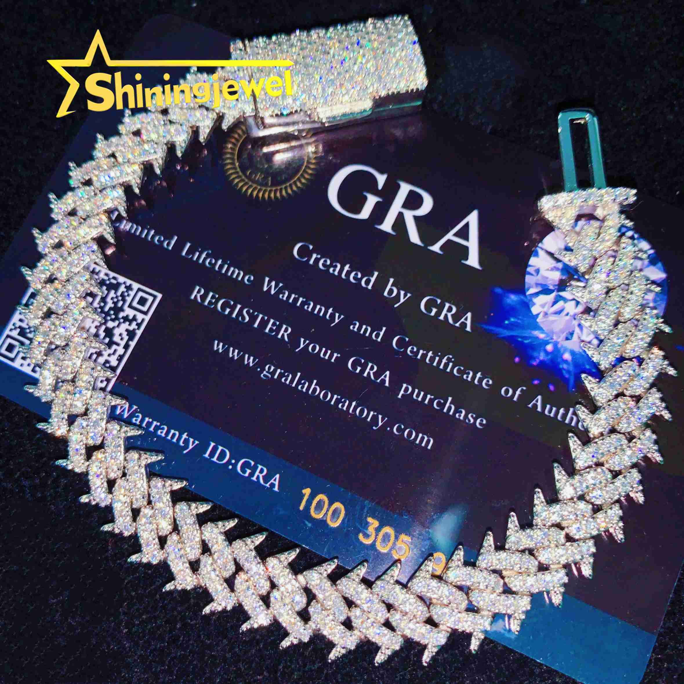 10mm Thorn Spicky Chain Cuban Link Chain Moissanite Cuban Bracelet Necklace Custom Hip Hop Diamond Cuban Links