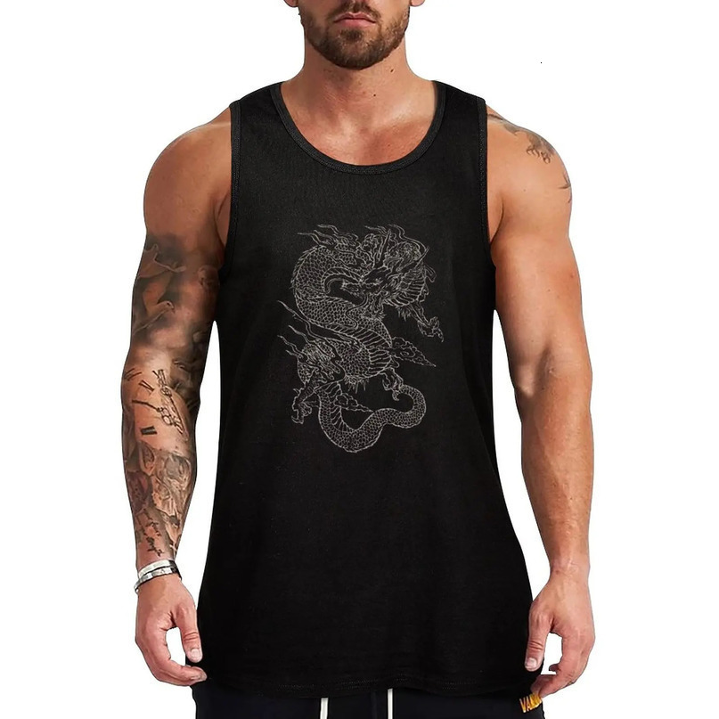 Vintage Dragon Tank Top sleeveless shirts vests for men 240408
