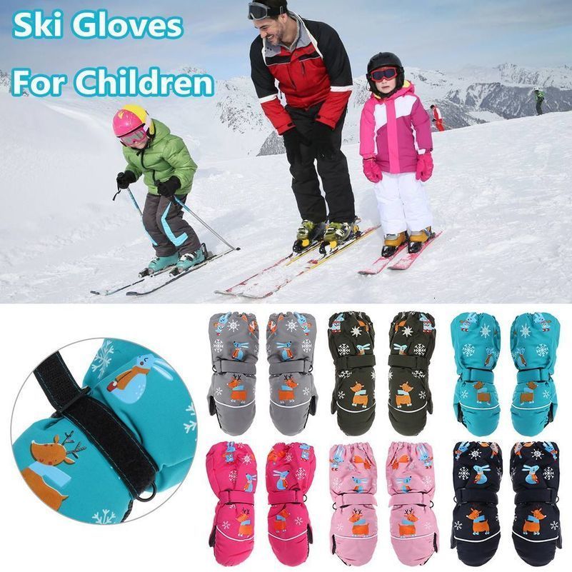 Sports Gloves Cute Cartoon Winter Children Ski Thick Warm Non slip Mittens Waterproof Windproof Outdoor 230821