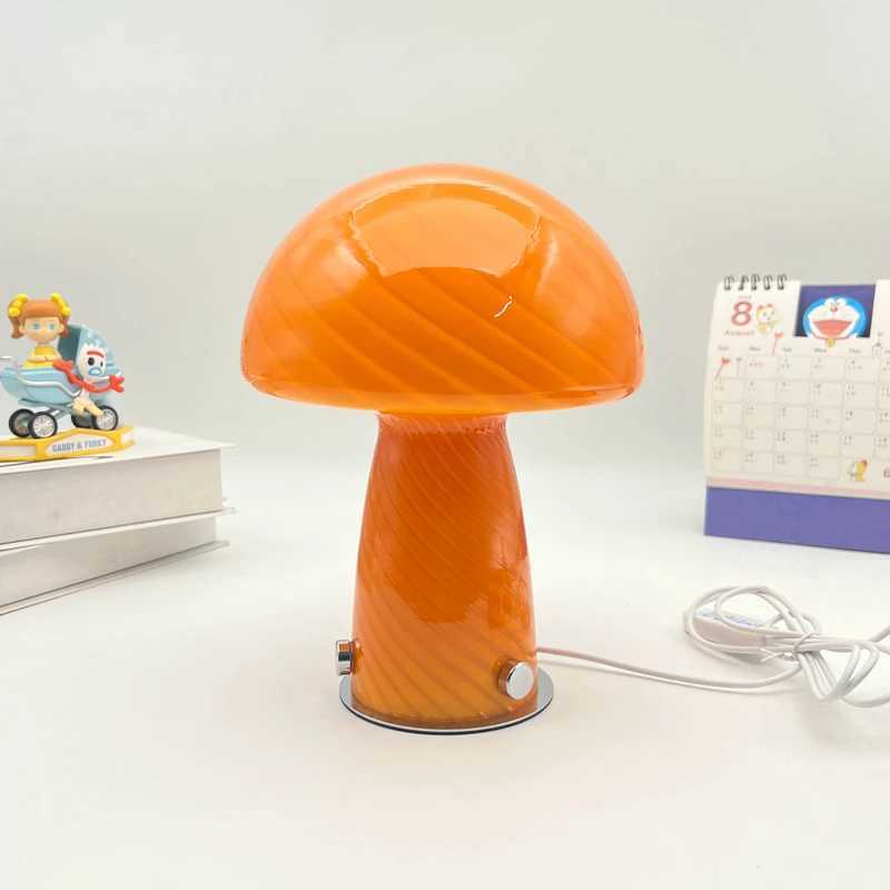 Glass mushroom lamp Nordic Bauhaus vintage ins girly internetfamous bedroom living room bedside ambient nightlight C251115