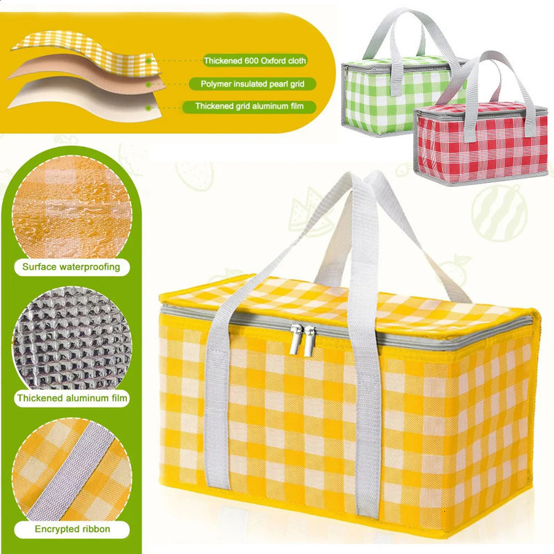 Outdoor camping picnic bag portable lunch tote large capacity basket food packaging table storage 240828