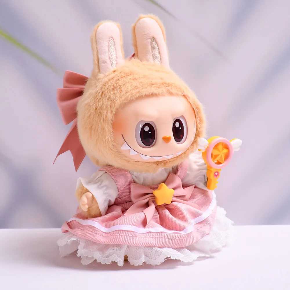 Doll Clothes For 1517cm Labubu Plush Doll Cosplay Kawaii Sakura Skirt Magic Wand Headwear Shirt 4PCSPack Anime Peripheral Gift C250924