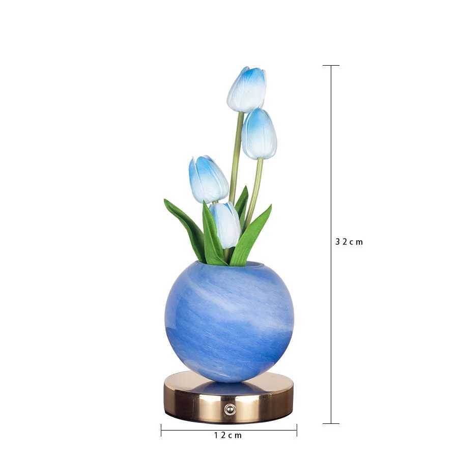Tulip LED Night Light USB Rechargeable Desk Decor Lamp Simulation Bouquet Table Lamp Bedroom Bedside Atmosphere Light Ornaments C251115