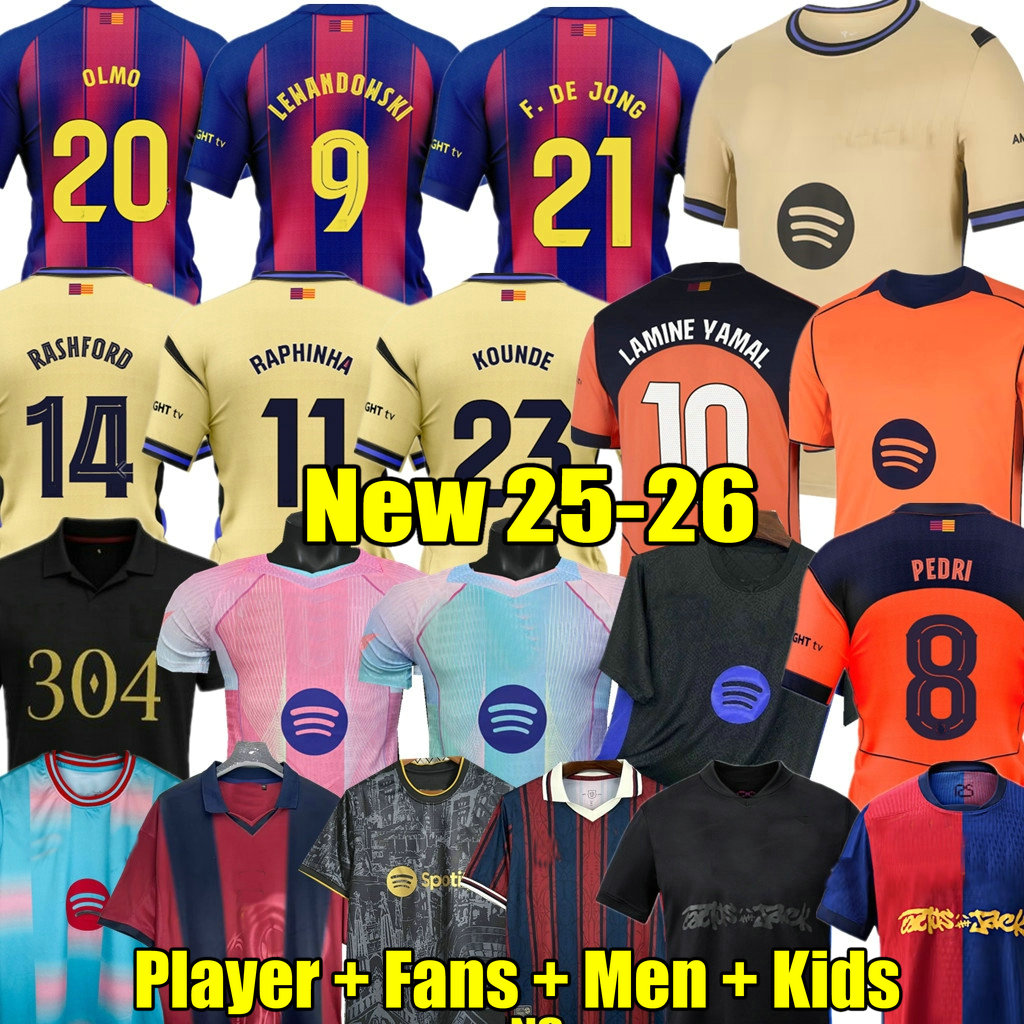 LAMINE YAMAL 25 26 Soccer Jersey PEDRI RASHFORD 2025 2026 RAPHINHA GAVI barcelonaES maillots fourth football shirt kids kit uniform DE JONG LEWANDOWSKI OLMO FERRAN