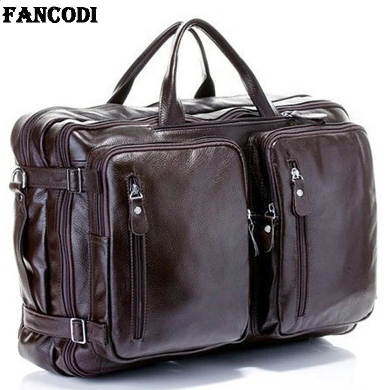 Fashionable multifunctional full grain leather travel bag mens y 240820