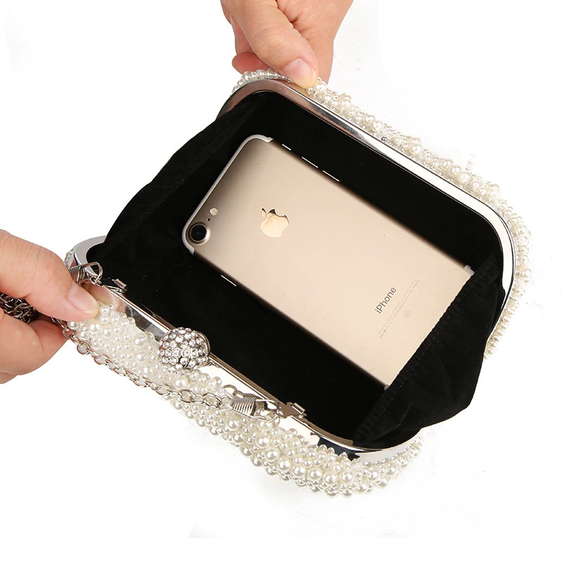 Pearl Clutch Bags Women Purse Ladies white Hand Evening for Party Wedding black Shoulder Bag Bolsa Feminina 250815