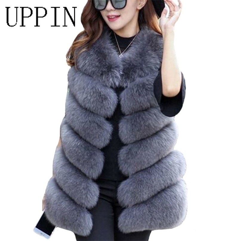 Uppin Winter Warm Vest New Arrival Fashion Women Import Coat Fur Vest Highgrade Faux Fur Coat Fur Long Vest Plus Size S3xl T190824