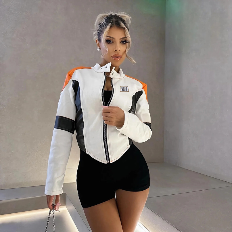 Hipster long sleeved womens letter printed short jacket Versatile Street Style Uniform Trendy Coat baseball jacket 240930