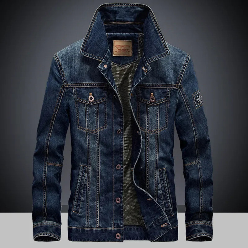 Mens Spring and Autumn Fashion Lapel Denim Jacket European and American Casual Single-breasted Denim Jacket Young Man 250116