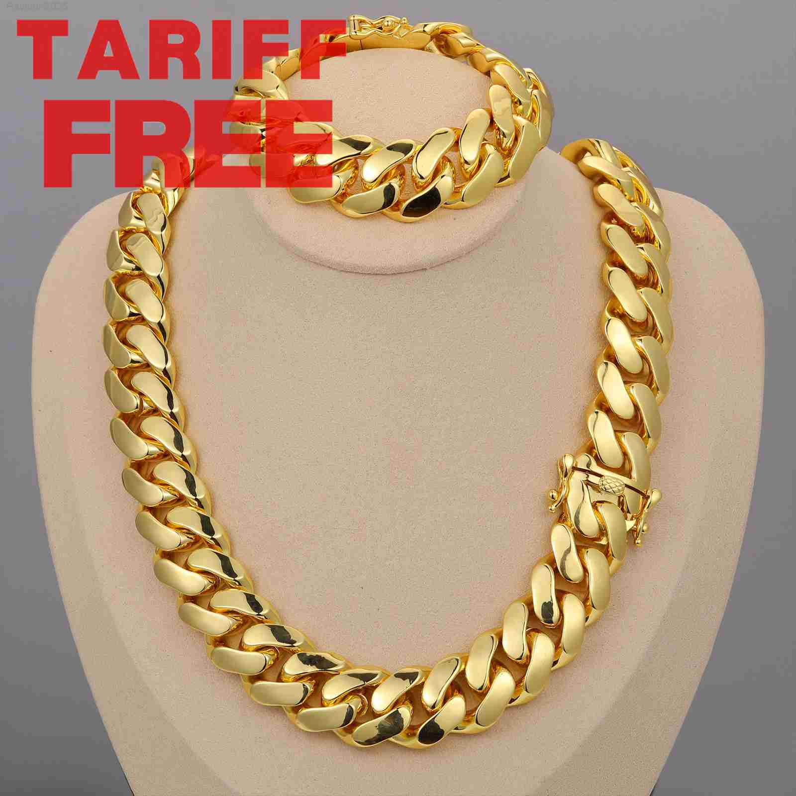 Cadenas Cubana New Arrival Hip Hop Jewelry Luxury 14K 18K 24K Gold Plated Choker Solid Miami Cuban Link Chain Necklace for Men