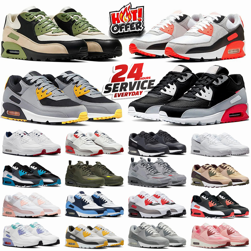 Designer Men 90 Running Sports Shoes Triple 90s Camowabb Wolf Grey Polka Dot Total Orange Laser Blue Runner Hyper Grape Royal Women Trainer Sneakers