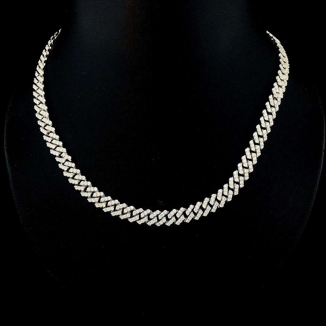 Mens Iced Out Bling Cuban Link Necklace Moissanite Hip Hop Style Moissanite Chain for Parties Fashionable Neck Chains