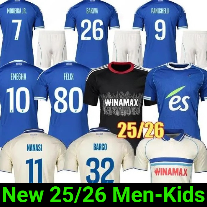 Strasbourg jersey 25 26 Maillots RC Strasbourg Alsace soccer jerseys EMEGHA maillot de foot SAHI DION 2025 2026 ANDREY SANTOS BELLEGARDE BAKWA SYLLA MARA football