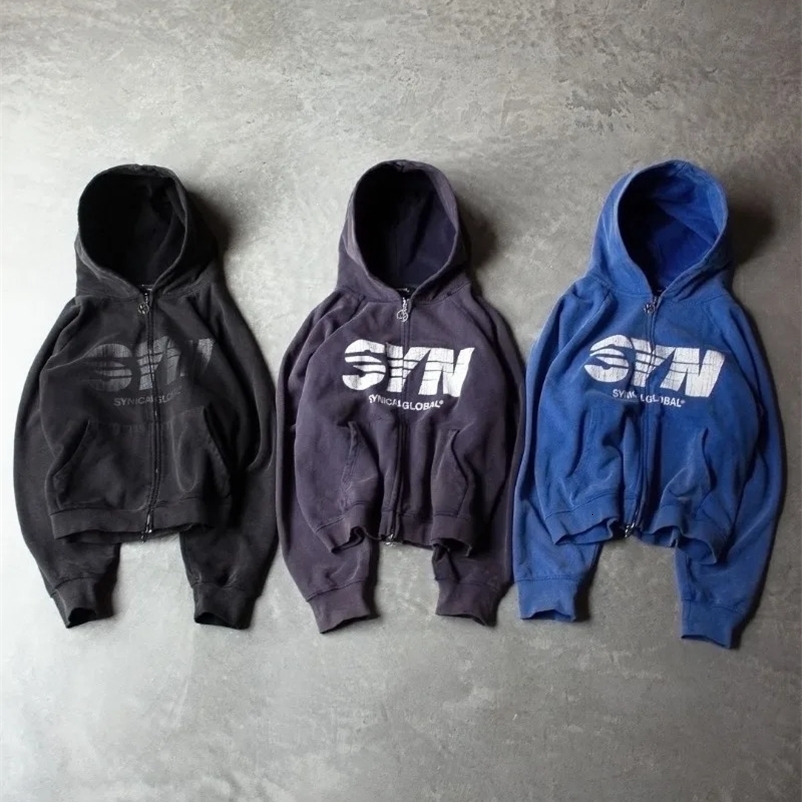 Home>Products>Fashion>Long Street Retro Letter Printed Zipper Hoodie>Harajuku Fashion Loose Casual Oversized Sweatshirt>Mens and Womens