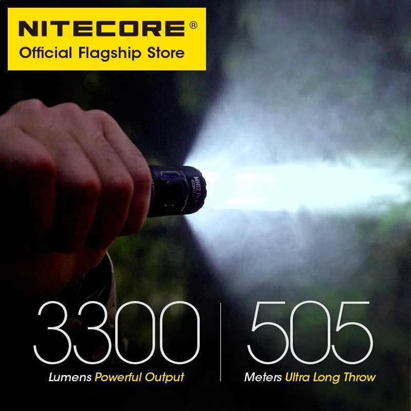 NITECORE MH12 Pro USBC Rechargeable Compact Flashlight 505 Meters Tactical Torch UHi 40 LED Beam 5300mAh 21700 Liion Battery J250924