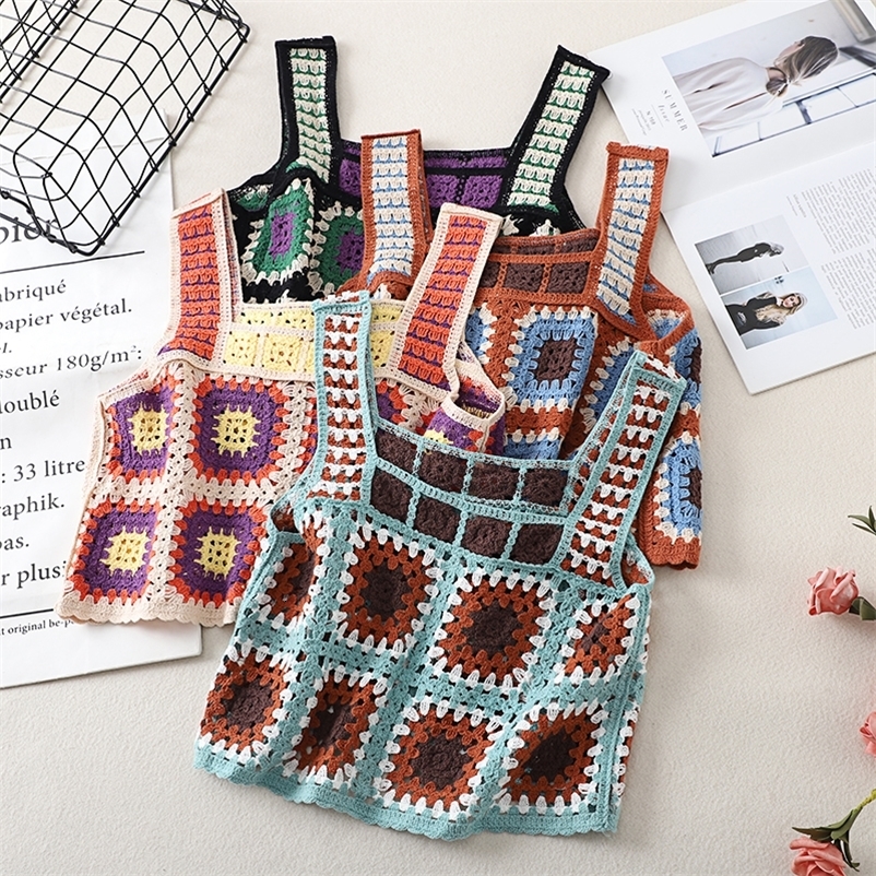 Camisoles Tanks Knit Tank Top Woman Binder Chest Crochet Corset Femme Debardeur Femmes Camisoles for Women Tops Crop Tanks Cami Drop 230426