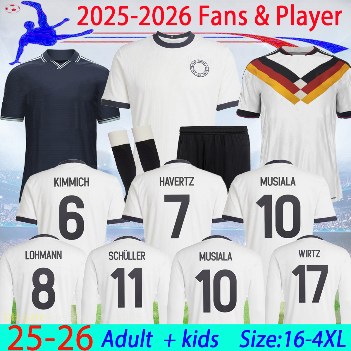 2026 125th Germany 125 Year Anniversary soccer jerseys 25 26 Kit MUSIALA HAVERTZ WIRTZ football shirts men kids sets Limited Edition Whiteout fans player 16-4XL