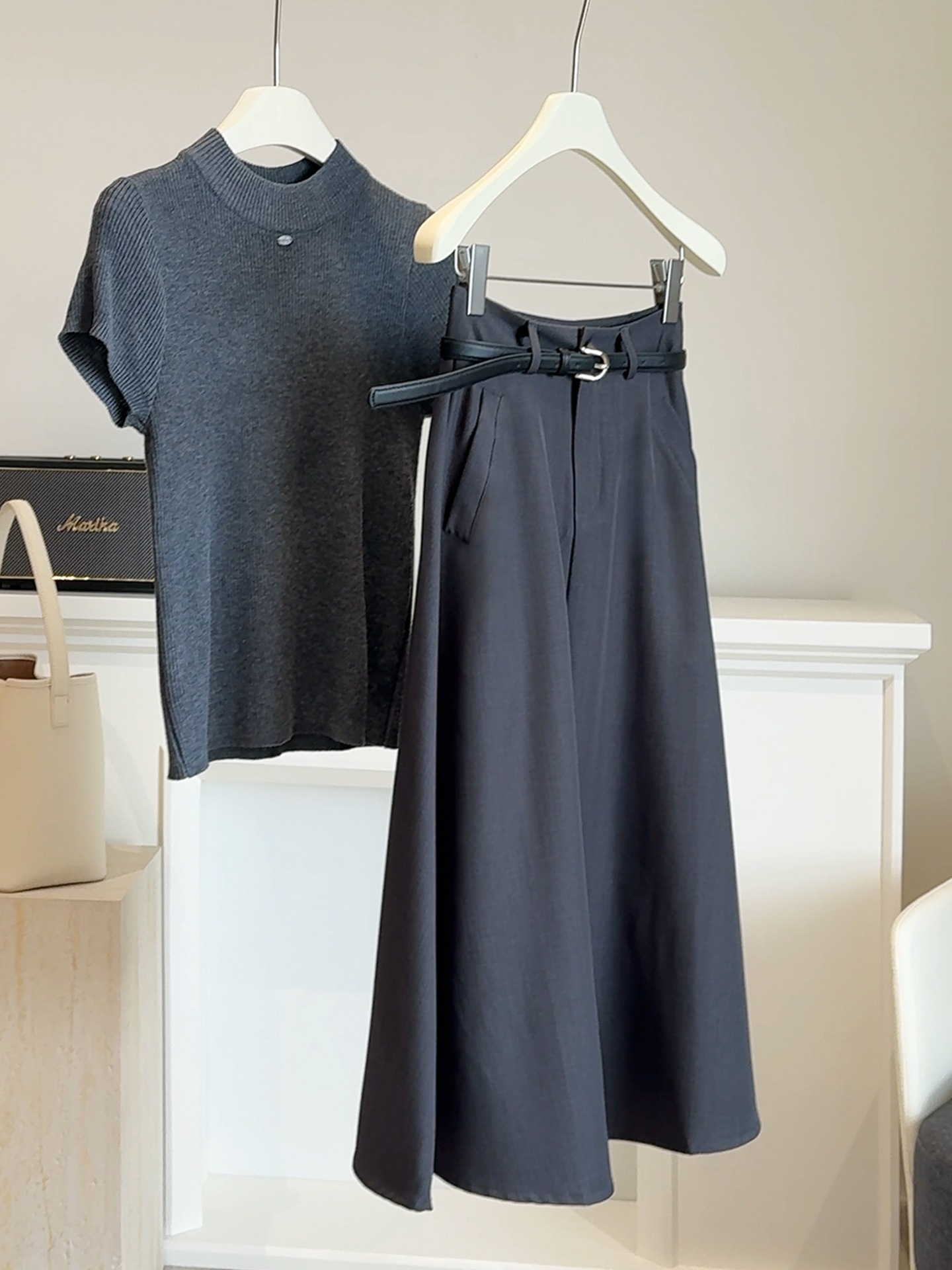 SL140 New elegant slim drape mid-length skirt
