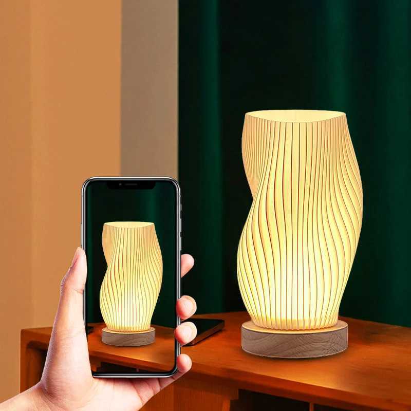 Creative CreamStyle Bedside Lamp ButtonControlled Bedroom Table Lamp Dimmable Bedside Lamp with PLA Lampshade C251115