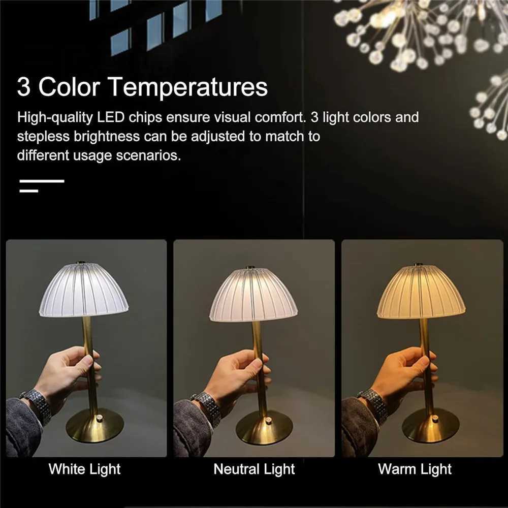 Crystal Table Lamp Trichromatic Dimming Living Room Atmosphere Lamps Eye Protection Night Light Bedroom Cordless Bedside Lamps C251115
