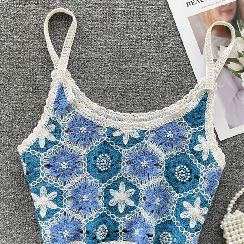 Camisoles Tanks SINGREINY Casual Knit Crop Tops Summer Women Strap Backless Hollow Out Retro Court French Ladies Fashion Slim Camisole 230426