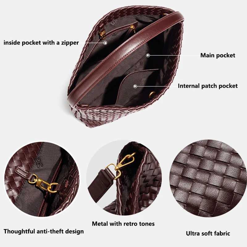 Woven Tote Bag for Women Shoulder Bag Vegan Leather Tote Bag Summer Beach Retro Purse and Handbag with Adjustable Strap W250924