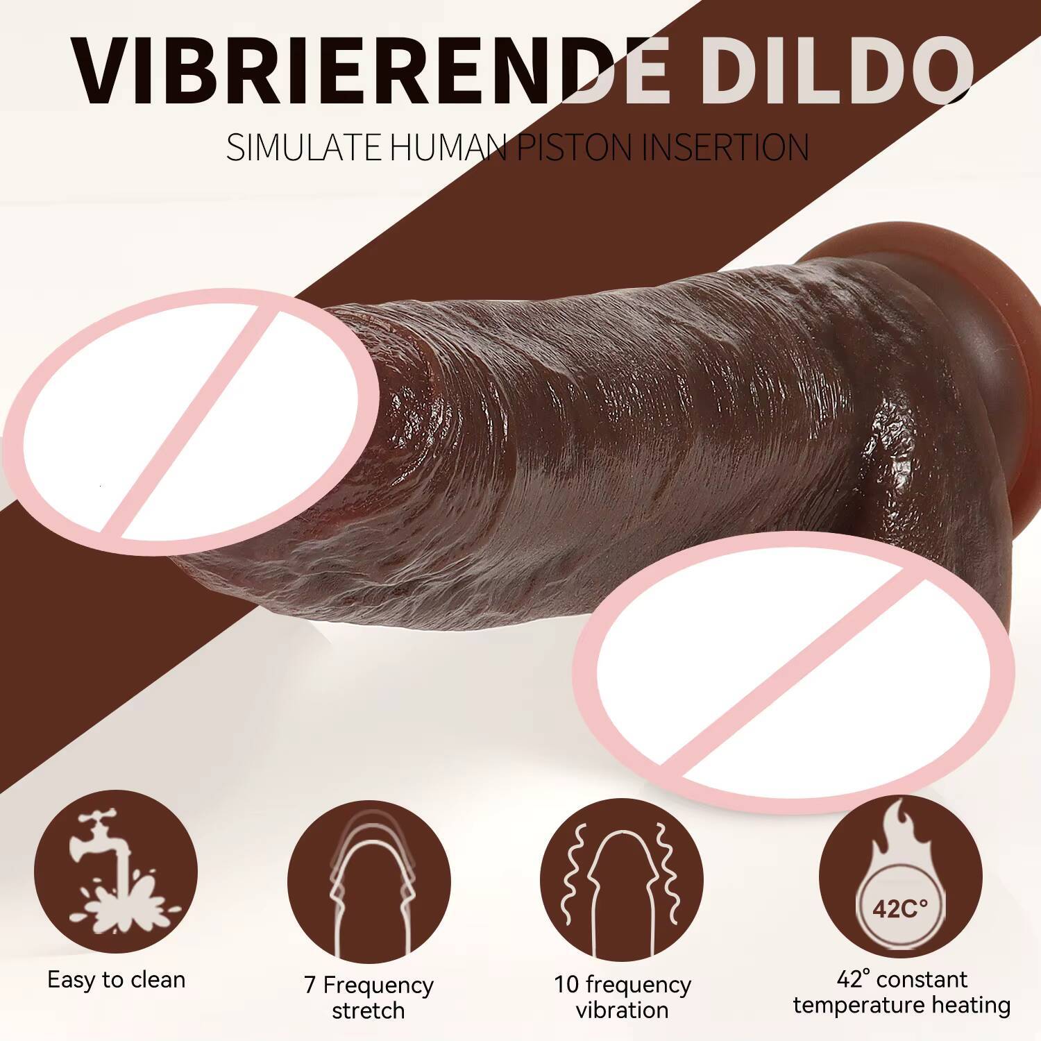 83Inch Brown Simulated Vibrating Penis With Telescopic Heating Function Female Masturbation Dildo Vibrators for Women Pene