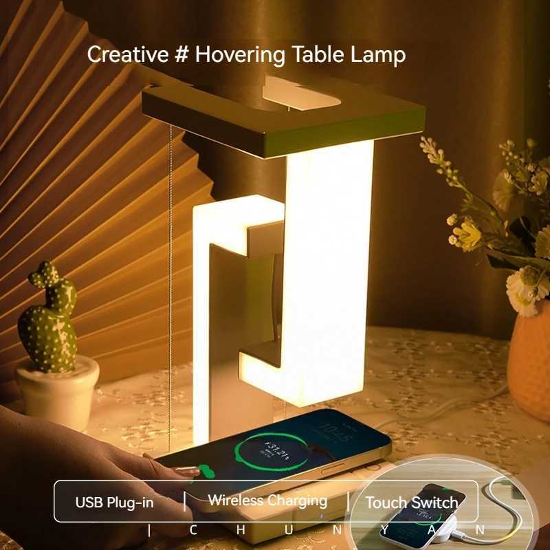 INS LED Night Light AntiGravity Physics Balance Suspension Table Desk Lamp Phone Wireless Charger Home Decor Bedside Lighting C251115