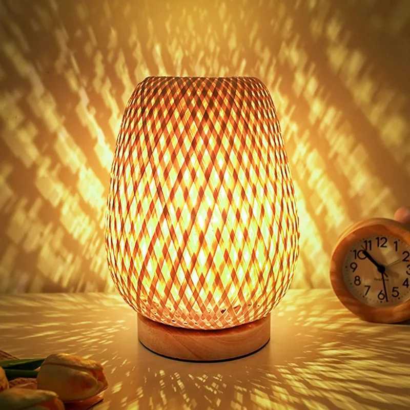 Bamboo Woven lamp Simple Bedroom Study Table Lamp Bedside Table Lamp Bamboo art Warm Decoration Desktop Decoration Table Lamp C251115