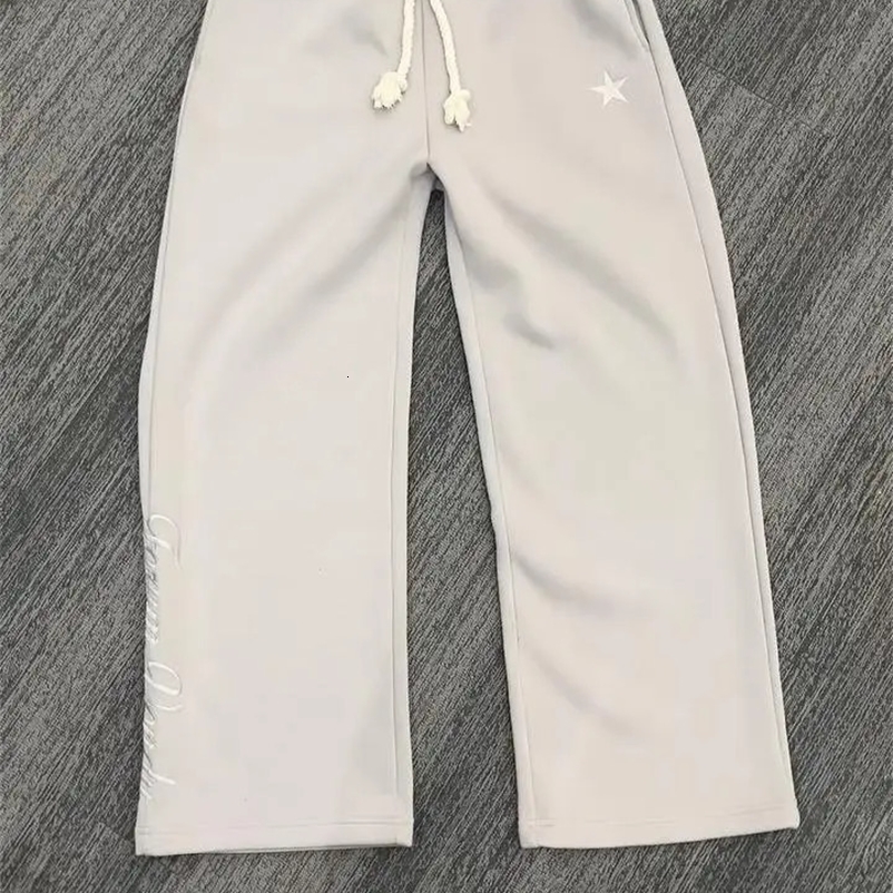 Harajuku Loose Double Waisted Sweatpants Y2K American Solid Color Letter Embroidery Casual Pants Hip Hop Drawstring Waist Jogger 250121