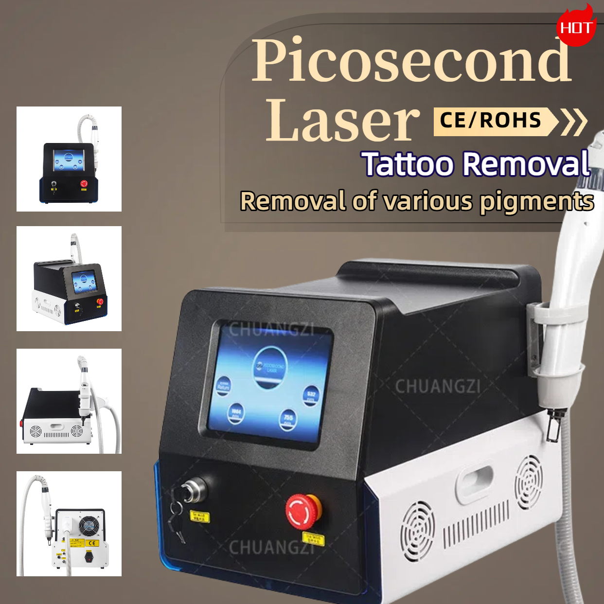 Picosecond Nd: Yag Laser Tattoo Remover Removes Freckle Pigment Dull Scar Micro-current Laser Facial Body Skin Regeneration Beauty
