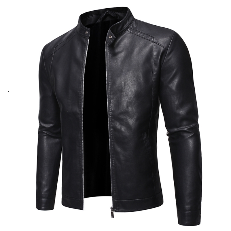 Men's Leather Faux Autumn Casual Fashion Stand Collar Slim PU Jacket Solid Color Men Anti-wind Motorcycle 5XL 221122