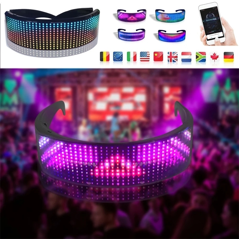 LED Glasses DIY RGB Luminous Glasses Props Party Bar Festival Performance Electronic Bluetooth Application Control Screen Glasses241114bj
