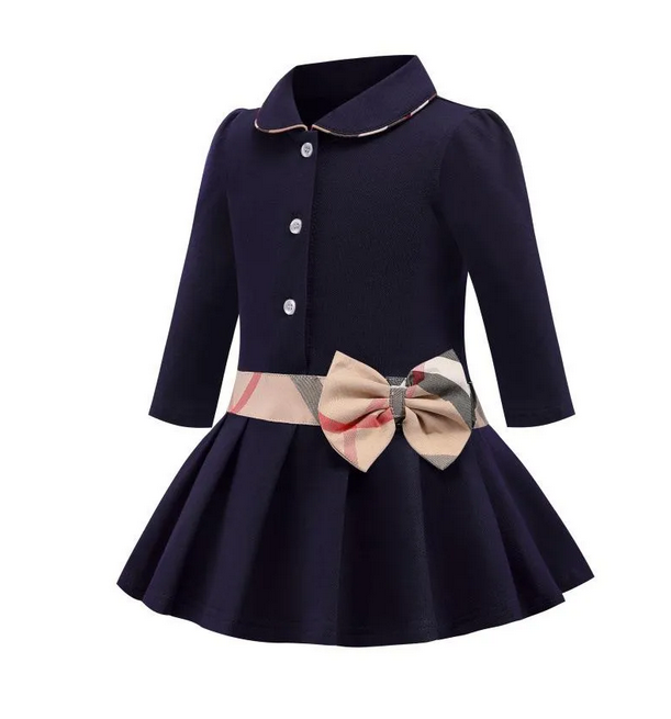 Baby Girl Dress Lapel Bow Cotton Princess Dress Wedding Party Dress Designer Clothes Christmas Children Formal Dresses Clothes