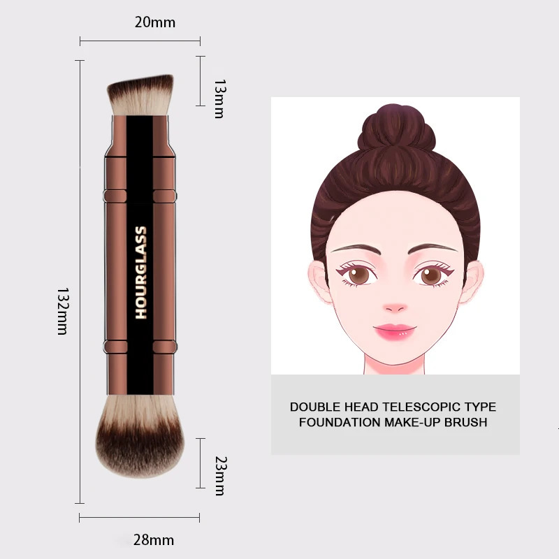 Hourglass Makeup Brush No26 Double Head Retractable Foundation Brush Fiber Smudge Face Makeup Brush 251016