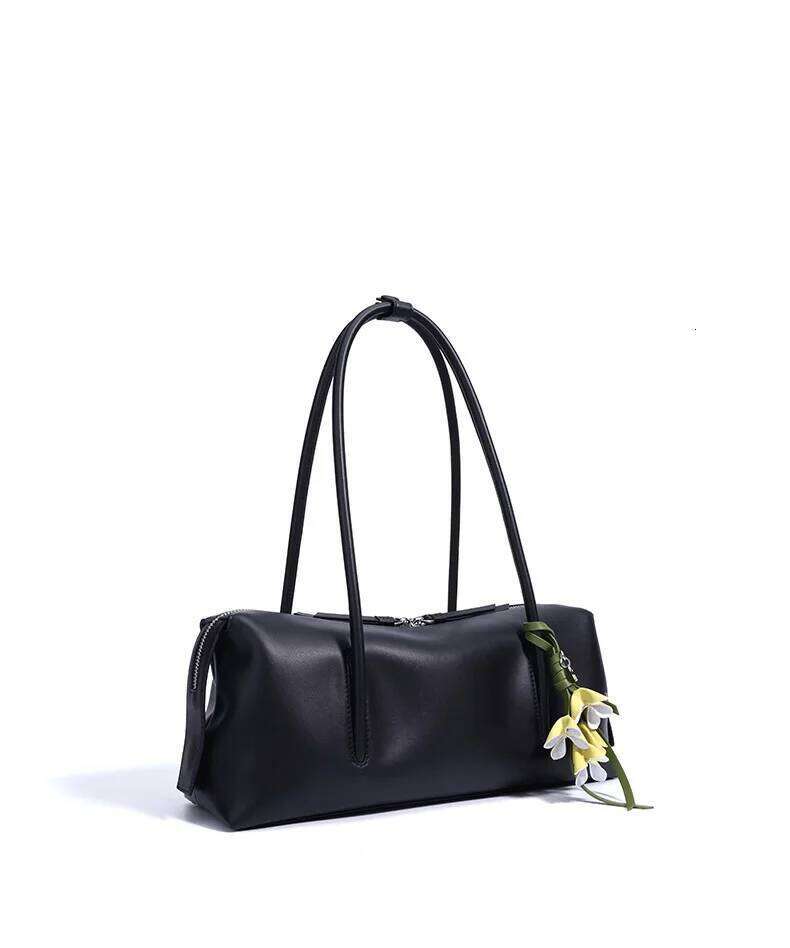 Designer Bags Luxurious Fine Living Ginger Flower Charm Design Women Tote Long-Handle Hit Color Cowhide Leather Female Handbag Undertint Luxury Bag