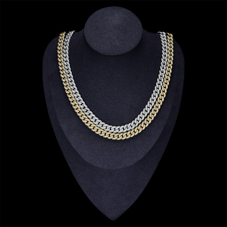 JWY Customized Trendized Gold and Silver Plated Hip Hop Cuban Link Chain Miami Necklace Iced Out Jewelry