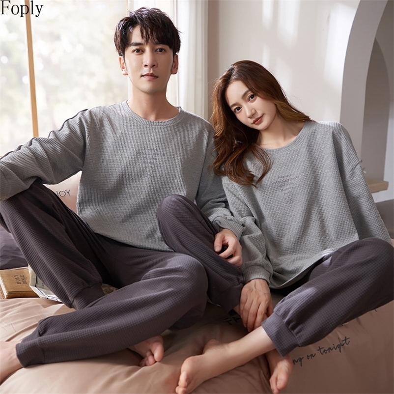 Women's Sleepwear 100% Cotton Couple Pajamas Sets for Women Men Plus Size Sleepwear Comfortable Homewear Autumn Winter Leisure Loungewear Pijamas