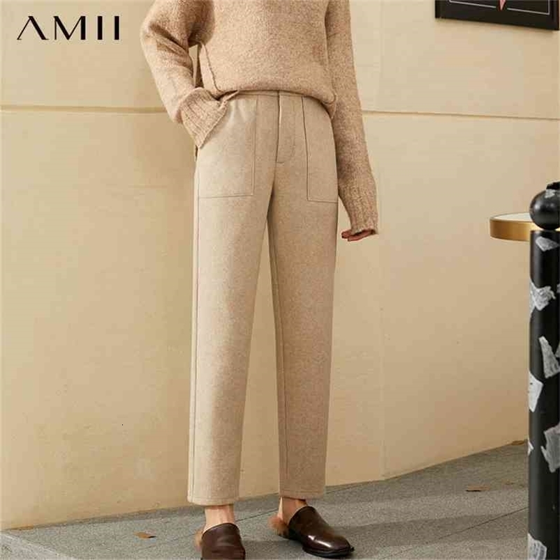 Minimalism Autumn Winter Causal Women's Pants Fashion OLstyle Solid Straight Female Trousers Simple Women 1339 210527