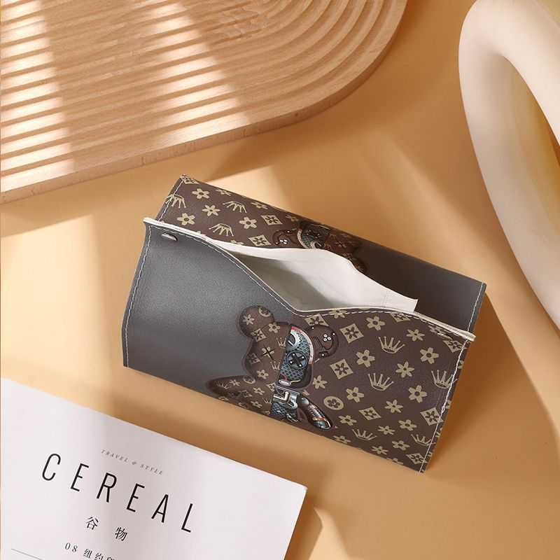 Inside Nordic leather tissue box draw box living room household creative tissue cover paper bag car tea table paper draw box C250924