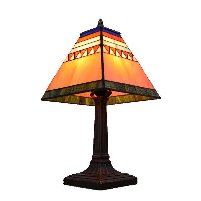 20CM Scandinavian Quadrilateral Simple Table Lamp Tiffany Style Computer Desk Cafe Antique Bedroom Bedside Stained Glass Metal C251115
