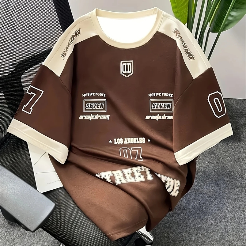 Short sleeved street sports style mens sports round neck T-shirt quick drying comfortable and breathable 250402