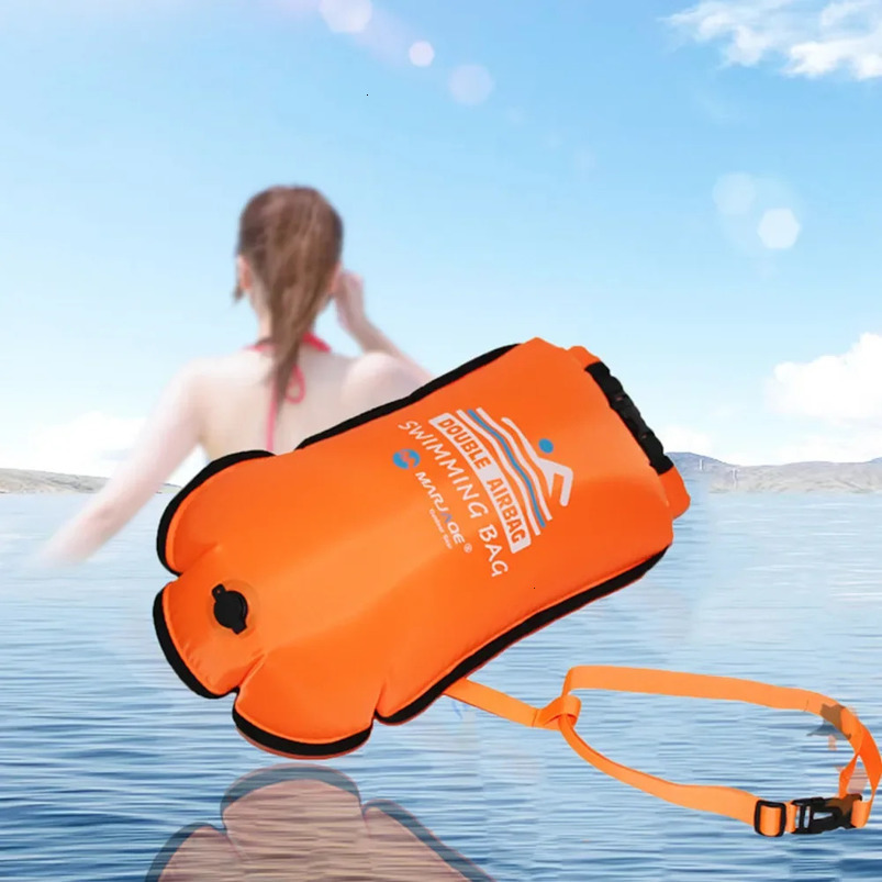 PVC swimming bucket dry bag 20L inflatable open bait towing floating waterproof double air water sports safety 240808