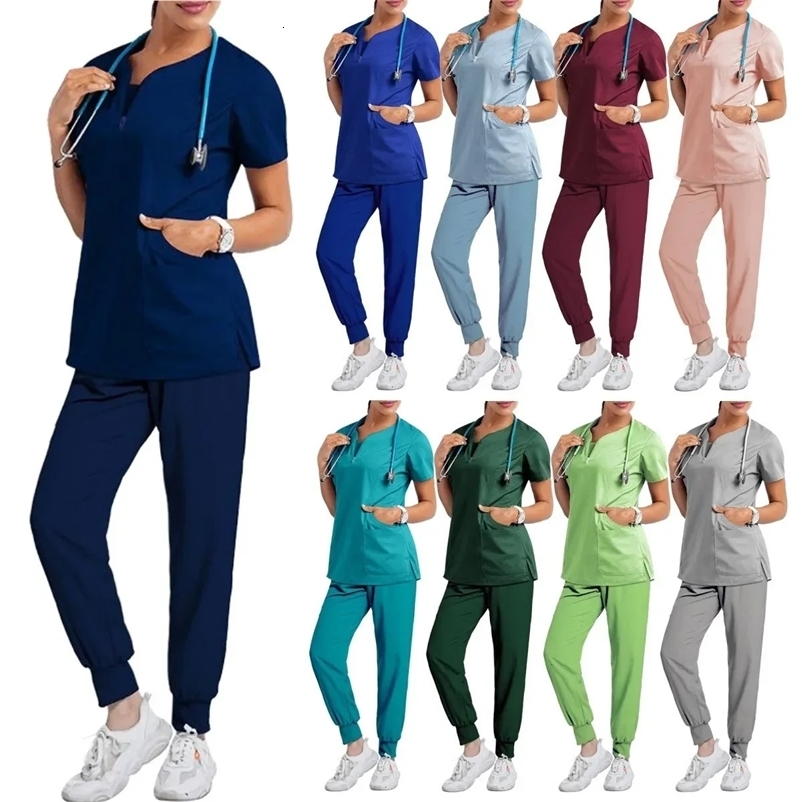 Scrubs Uniform Nursing Accessories Women Scrubs Sets Hospital Dental Clinic Beauty Salon Spa Workwear Clothes Lab Coat 240704