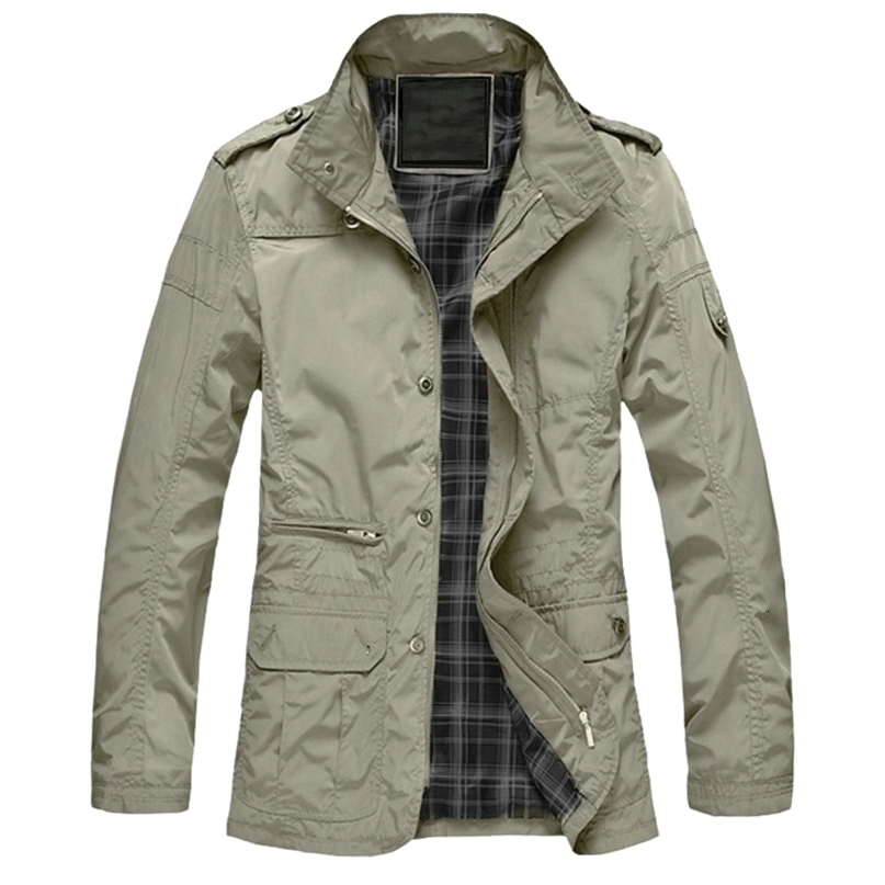 M5XL Men Big Size Casual Long Jacket Spring Autumn Male Business Windbreak Thin Outwear Parka Loose Varsity Bomber Coat CF26 T200102