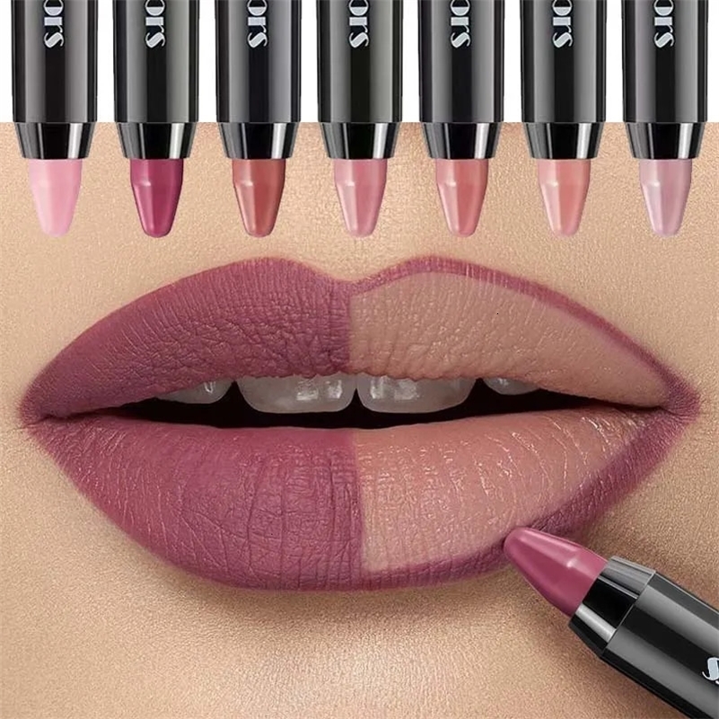 1PC 8 Colors Velvet Matte Lipsticks Pencil Waterproof Long Lasting Sexy Red Lip Stick Non-Stick Cup Makeup Lip Tint Pen Cosmetic 240713